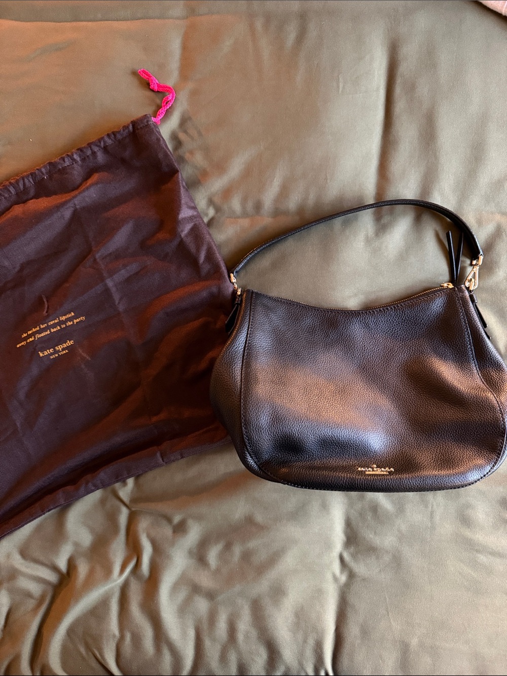 {KATE SPADE} black pebble leather shoulder bag